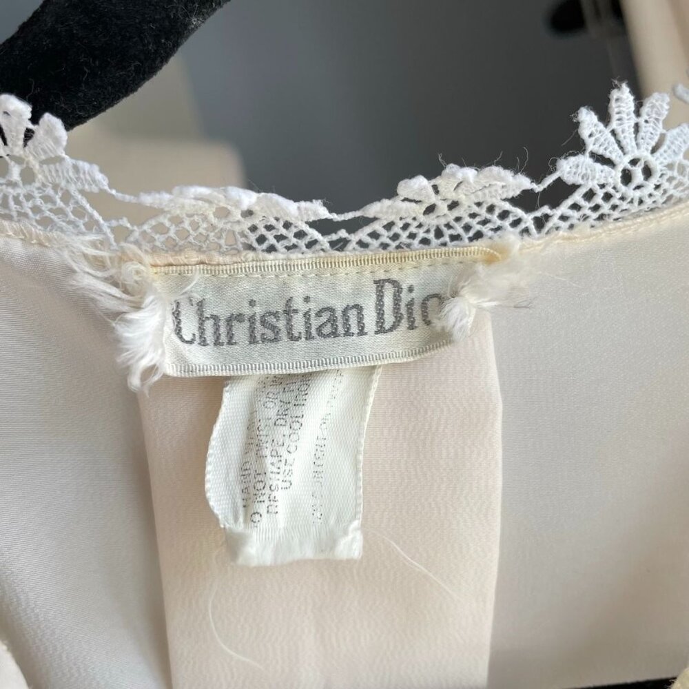 Vintage Christian Dior Long Sleeveless Nightgown Lace Eyelet Details Size S - Picture 6 of 8